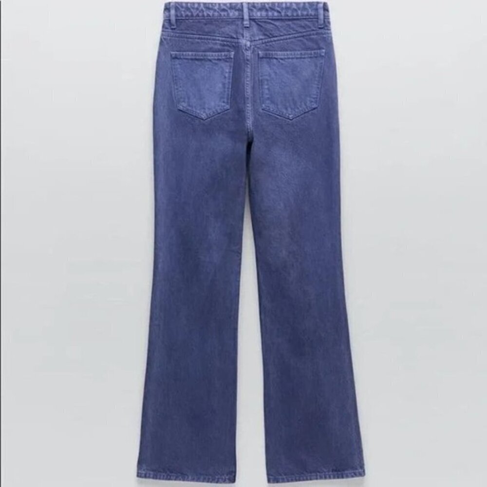 NWT ZARA Mid-Rise Bootcut Jean Sz 0 Regular Length Blue Washed - Picture 4 of 9